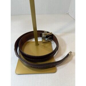 VTG ONYX by BRIGHTON Belt Women’s  34 Brown Italian Calfskin Leather 1993 #74807